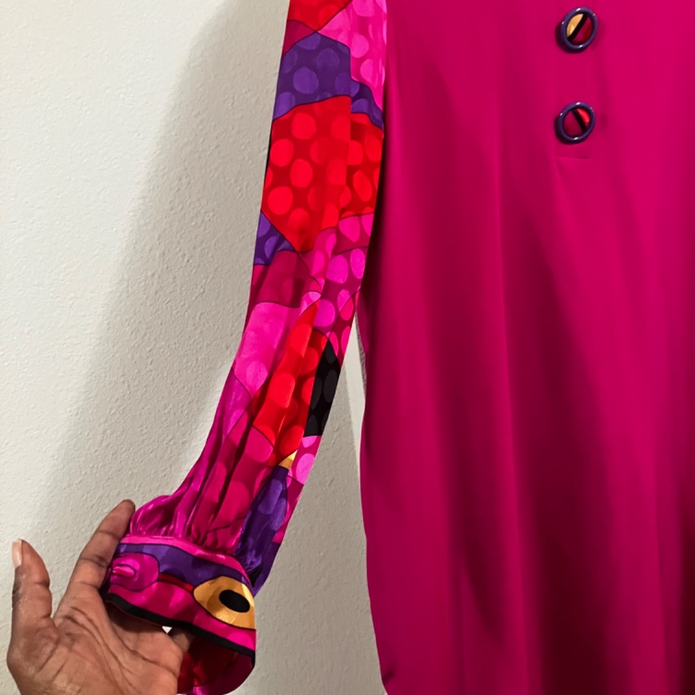 Papell Pucci inspired 100% silk fuchsba Barbie doll pink.Yes - Picture 5 of 11